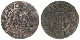 Christina 1632-1654
Baltikum - Herzogtum Livland. Solidus, 1653. 0,40g
ss/vz