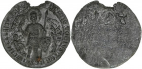 Wenzel IV. 1361-1419
Böhmen. Staatssiegel Blei einseitig, ohne Jahr. äußerst selten, 72mm
33,50g
Ausbruch
ss/vz