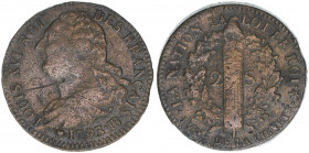 Ludwig XVI.
Frankreich. 2 Sol, 1793. 21,59g
ss-