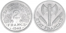 2 Francs, 1943
Frankreich. 2,19g. vz/stfr