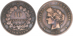 3. französische Republik 1870-1940
Frankreich. 10 Centimes, 1872 K. 9,59g
Kahnt/Schön 122
ss-