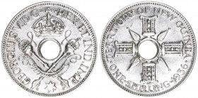 Georg V.
Großbritannien - Mandatsgebiet New Guinea. 1 Shilling, 1936. 5,39g
Schön 5
vz+