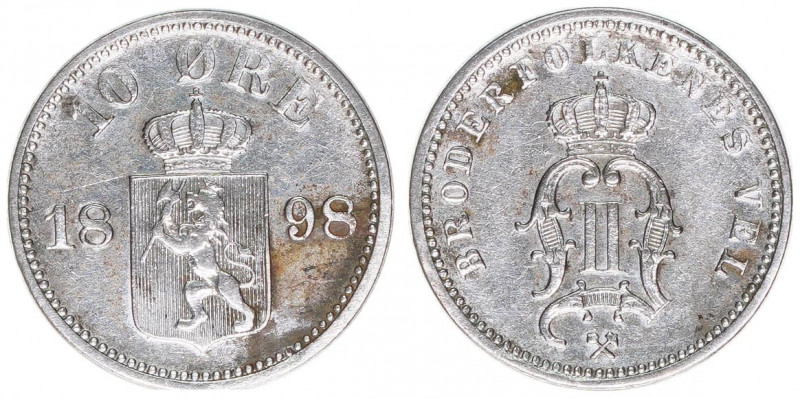 Oskar II. 1872-1905
Norwegen unter Schweden. 10 Öre, 1898. 1,44g
Kahnt/Schön 71
...