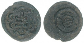 Bela II. 1131-1141
Ungarn. Denar, ohne Jahr. ohne Königsnamen
0,20g
Huszar 82
ss