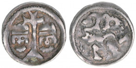 Bela III. 1172-1196
Ungarn. Denar, ohne Jahr. 0,43g
Huszar 152
ss