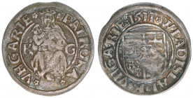 Wladislaw II. 1490-1516
Ungarn. Denar, 1511. 0,51g
Huszar 811
ss