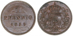 Maximilian II. Joseph
Bayern. 1 Pfennig, 1856. 1,26g
AKS 160
vz