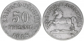 Kriegsnotgeld
Herzogtum Braunschweig. 50 Pfennig, 1918. Zink
3,64g
ss+