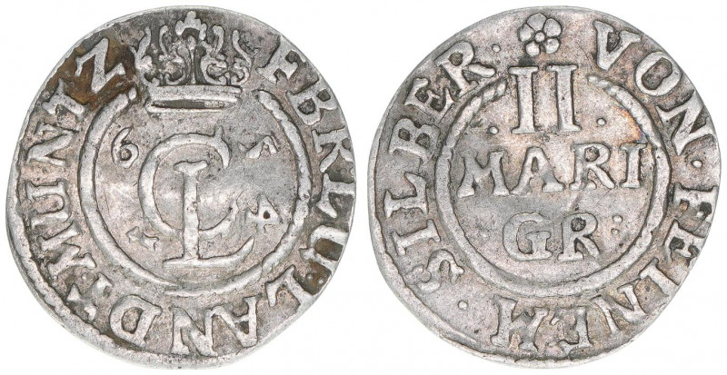 2 Mariengroschen, 1654
Braunschweig-Lüneburg-Celle. Clausthal. 0,89g
Welter 1529...