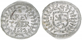 Ernst Ludwig 1678-1739
Hessen Darmstadt. 1 Kreuzer, 1682. 0,52g
vz