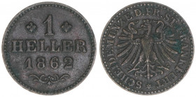 1 Heller, 1862
Freie Stadt Frankfurt am Main. 1,17g. AKS 35
vz