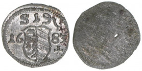 Pfennig, 1683
Nürnberg Reichsstadt. 0,32g. Kellner 335
stfr-