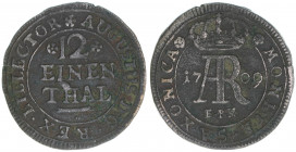 Friedrich August I. 1694-1733
Sachsen albertinische Linie. 1/2 Taler, 1709 EPH. Leipzig
2,62g
Kahnt 182 b
ss