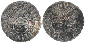 Ernst III. 1601-1622
Schleswig Holstein Schauenburg. 1/24 Taler, 1604. mit Titel Rudolfs II.
1,34g
Weinm.254
ss/vz