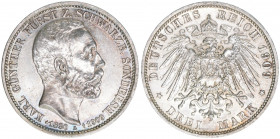Friedrich Günther
Schwarzburg-Sondershausen. 3 Mark, 1909 A. 16,68g
J170
vz-