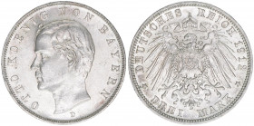 Otto 1886-1913
Bayern. 3 Mark, 1912 D. 16,69g
J 47
vz+