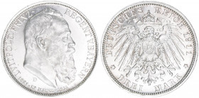 Prinzregent Luitpold 1886-1912
Bayern. 3 Mark, 1911 D. 16,69g
AKS 206
ss/vz
