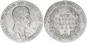 Friedrich Willhelm III. 1797-1840
Preussen. Reichstaler, 1814 A. Berlin
22,2g
AKS 11
ss