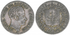 Friedrich Wilhelm III. 1797-1840
Preussen. 1/6 Taler, 1840 A. 5,17g
AKS 26
ss