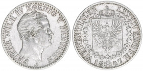 Friedrich Wilhelm IV. 1840-1861
Preussen. 1/6 Taler, 1847 A. 5,29g
AKS 80
ss