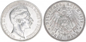 Wilhelm II. 1888-1918
Preussen. 3 Mark, 1912 A. 16,71g
AKS 131
vz