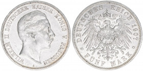 Wilhelm II. 1888-1918
Preussen. 5 Mark, 1907 A. 27,76g
AKS 129
ss/vz