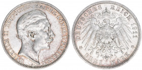 Wilhelm II. 1888-1918
Preussen. 3 Mark, 1911 A. 16,68g
AKS 131
ss/vz