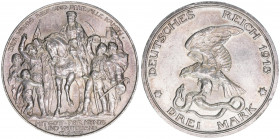 Wilhelm II. 1888-1918
Preussen. 3 Mark, 1913 A. anlässlich der Jahrhundertfeier der Befreiungskriege
16,70g
AKS 139
vz+