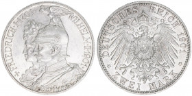 Wilhelm II. 1888-1918
Preussen. 2 Mark, 1901 A. anlässlich des 200-jährigen Bestehens Königreiches
11,11g
AKS 136
vz/stfr