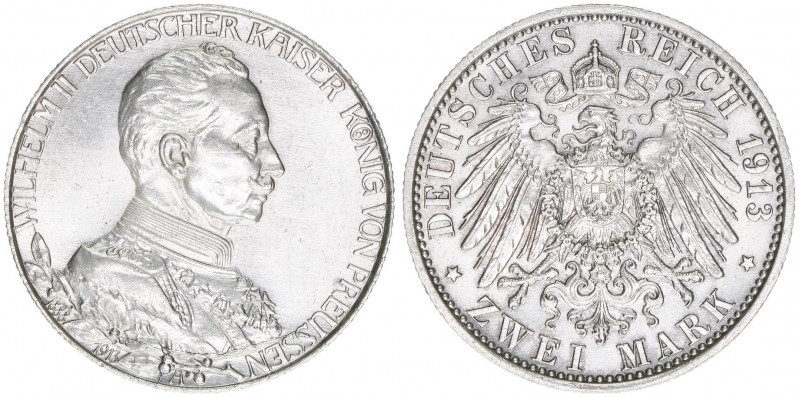 Wilhelm II. 1888-1918
Preussen. 2 Mark, 1913 A. anlässlich des 25-jährigen Regie...