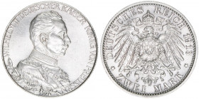 Wilhelm II. 1888-1918
Preussen. 2 Mark, 1913 A. anlässlich des 25-jährigen Regierungsjubiläums
11,15g
AKS 142
vz+