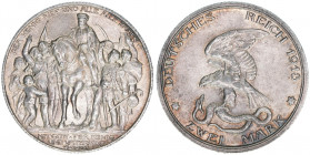 Wilhelm II. 1888-1918
Preussen. 2 Mark, 1913 A. anlässlich der Jahrhundertfeier der Befreiungskriege
11,14g
AKS 140
vz-