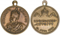 Wilhelm II. 1888-1918
Preussen. Medaille, 1888. auf den Regierungsantritt am 15. Juni 1888
5,66g
ss+