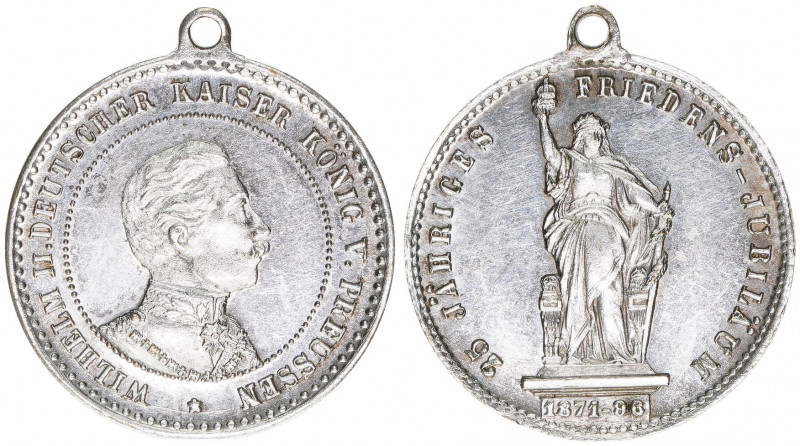 Wilhelm II. 1888-1918
Preussen. Silbermedaille mit Trageöse, 1896. 23mm - auf da...