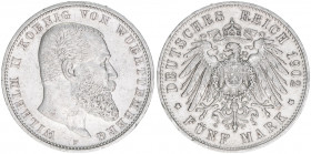 Wilhelm II. 1891-1918
Württemberg. 5 Mark, 1902 F. 27,87g
AKS 143
ss/vz