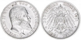Wilhelm II. 1891-1918
Württemberg. 3 Mark, 1911 F. 16,67g
AKS 144
vz-