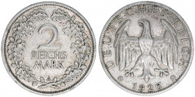 Deutsches Reich 1919-1945
2 Reichsmark, 1926 A. 10,03g
AKS 32
ss/vz
