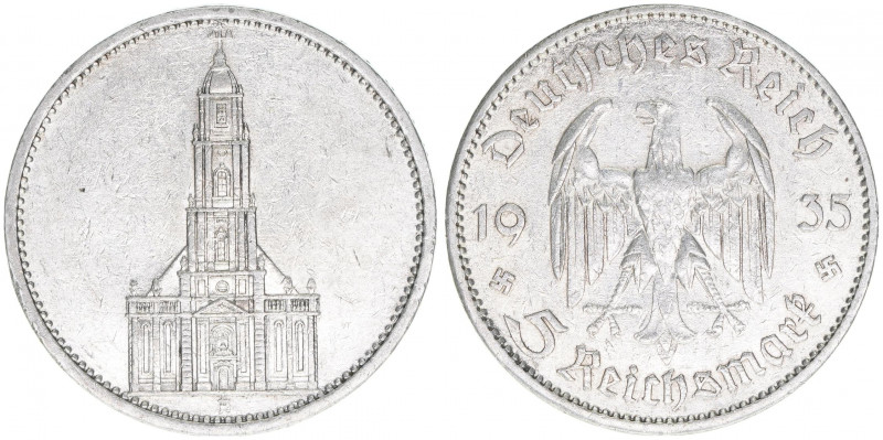 Deutsches Reich 1919-1945
5 Reichsmark, 1935 A. Garnisonskirche ohne Datum
13,86...
