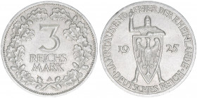 Deutsches Reich 1919-1945
3 Reichsmark, 1925 A. zur Jahrtausendfeier der Rheinlande
15,01g
J 321
ss/vz