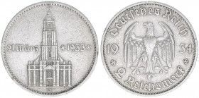 Deutsches Reich 1919-1945
2 Reichsmark, 1934 D. zum Jahrestag der Eröffnung des Reichstages
8,00g
J 355
ss