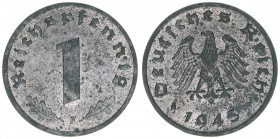 Deutsches Reich 1919-1945
Aliierte Besatzung. 1 Reichspfennig, 1945 F. 1,75g
AKS 98
Zink
vz/stfr