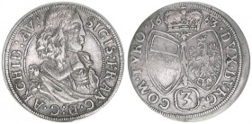 Erzherzog Sigismund Franz 1663-1665
Groschen, 1663. Hall
1,63g
M.T.534
ss/vz