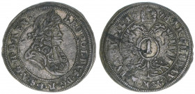 Leopold I. 1658-1705
Kreuzer, 1698 MMW. Breslau
1,01g
Herinek 1792
ss+