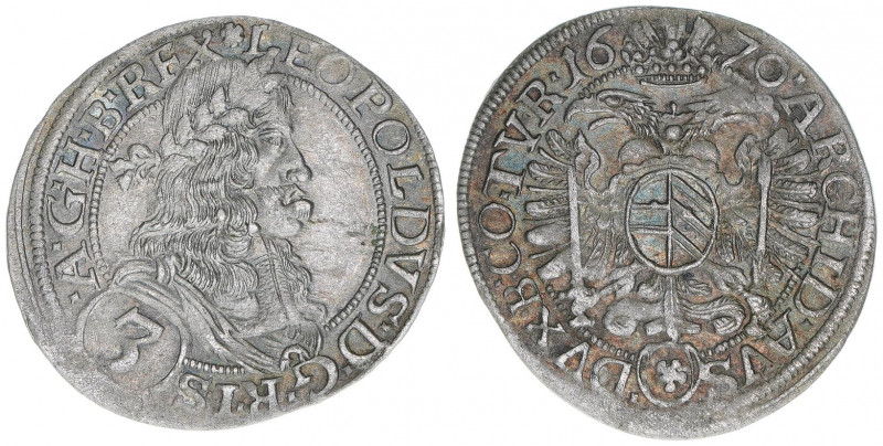 Leopold I. 1658-1705
Groschen, 1670. Wien
1,52g
Herinek 1317
ss/vz