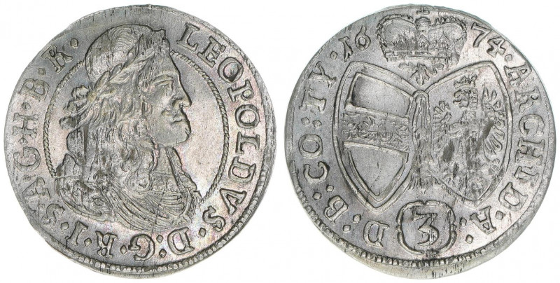 Leopold I. 1658-1705
Groschen, 1674. Hall
1,60g
Herinek 1418
vz