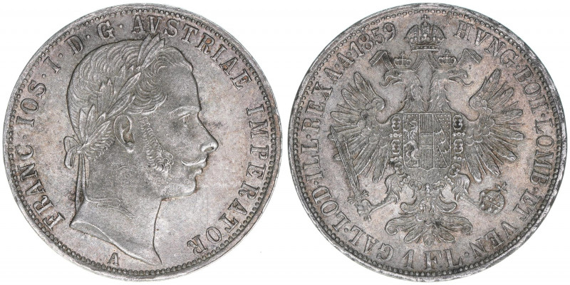 Franz Joseph I. 1848-1916
Gulden, 1859 A. Wien
12,39g
ANK 28
vz-