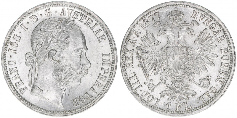 Franz Joseph I. 1848-1916
Gulden, 1877. Wien
12,36g
ANK 31
vz/stfr