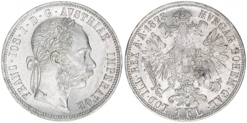 Franz Joseph I. 1848-1916
Gulden, 1878. Wien
12,31g
ANK 31
vz/stfr