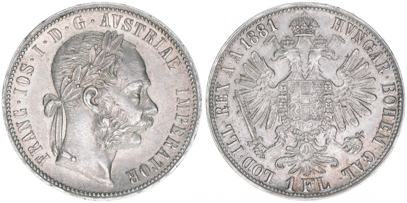 Franz Joseph I. 1848-1916
Gulden, 1881. Wien
12,30g
ANK 31
vz