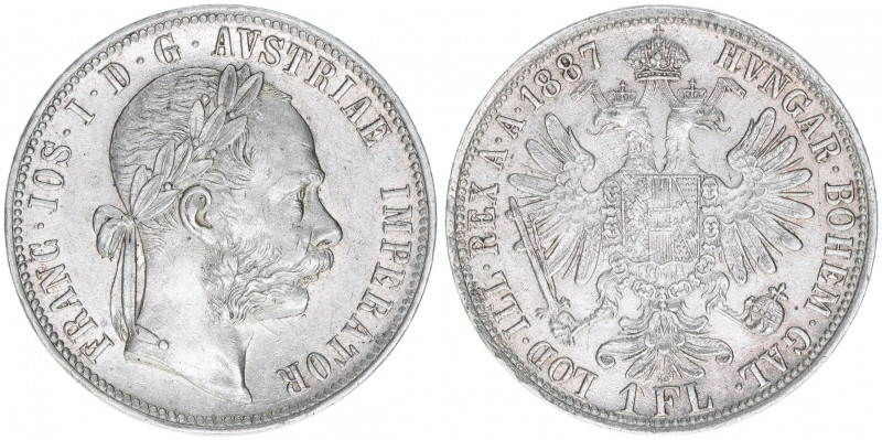 Franz Joseph I. 1848-1916
Gulden, 1887. Wien
12,31g
ANK 31
vz-